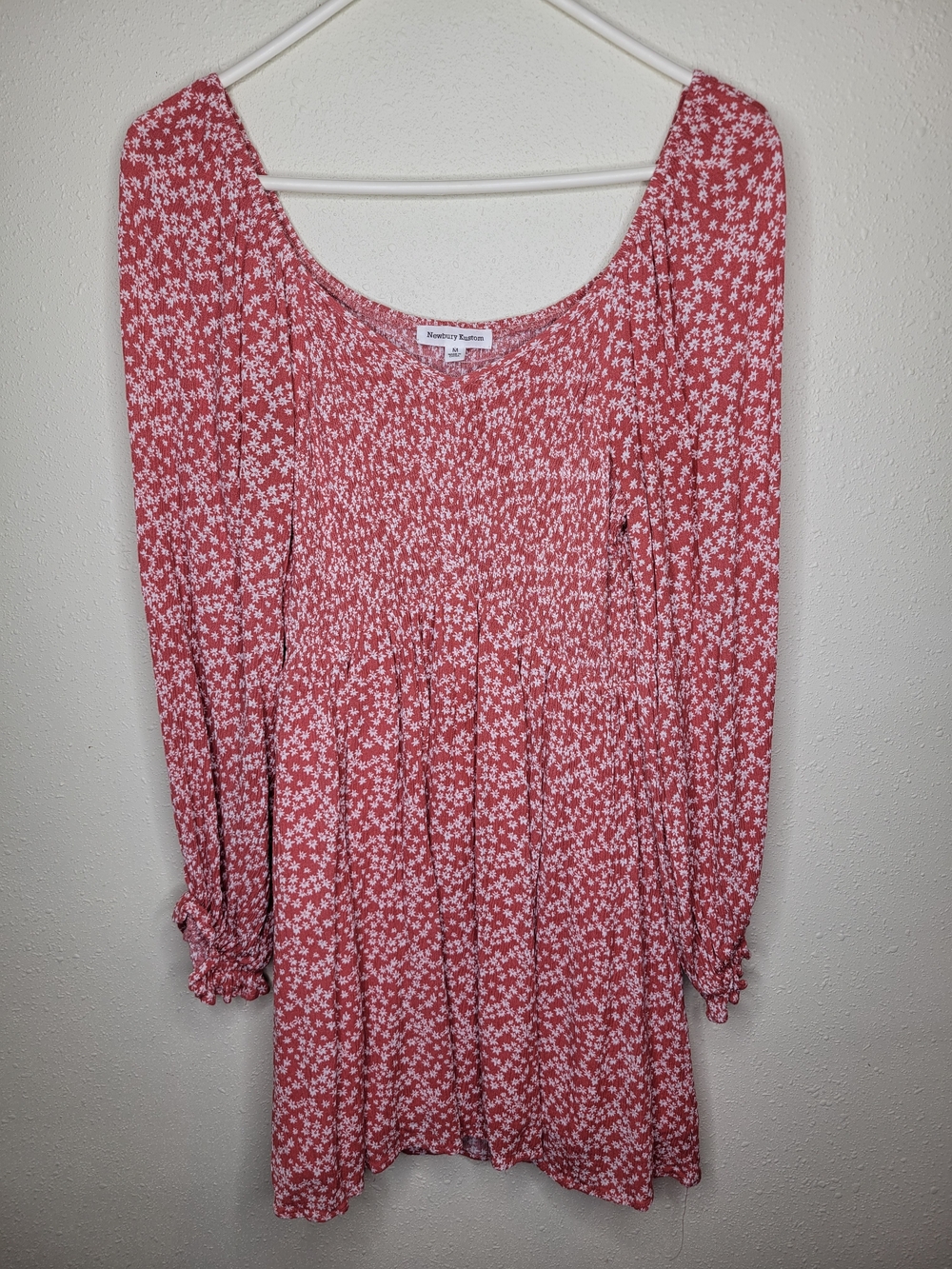 Newbury Kustom Red Floral Smocked Casual Womens Dress